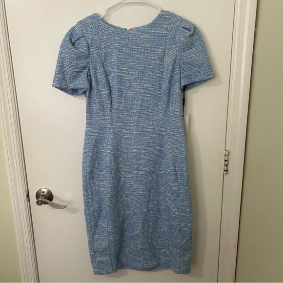 Calvin Klein | Blue Short Sleeve Crew Neck Tweed Sheath Dress | Size 6 NWT - Picture 1 of 8
